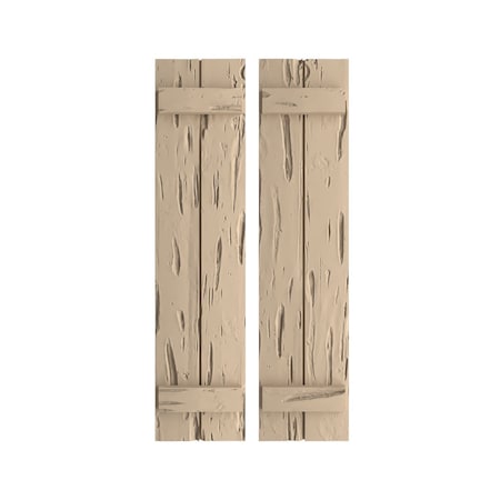 Rustic Two Board Joined Board-n-Batten Pecky Cypress Faux Wood Shutters, 11W X 28H